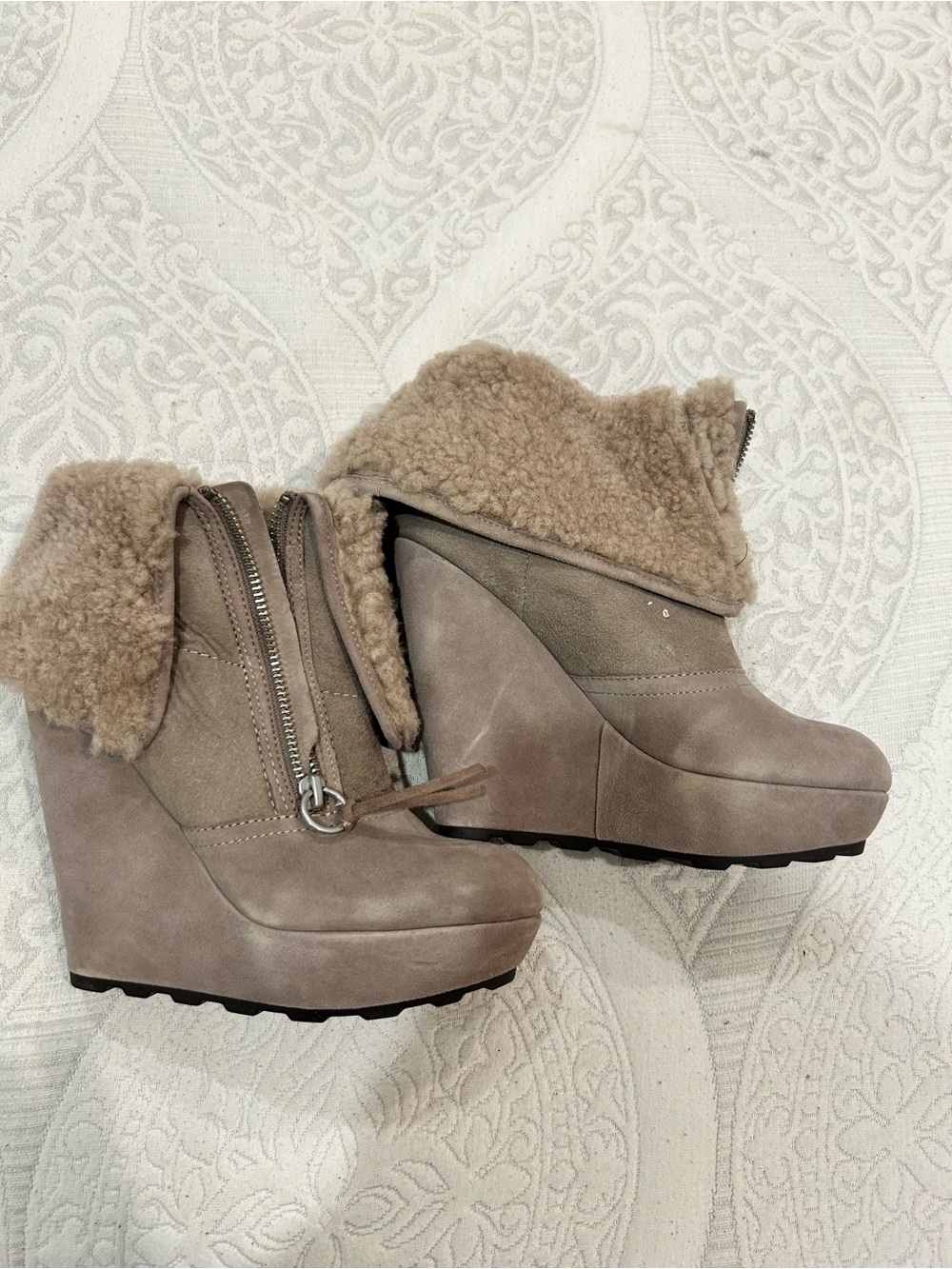 Brand New Ash AS-FOLK suede leather Wedge Boots Taupe beach 36
